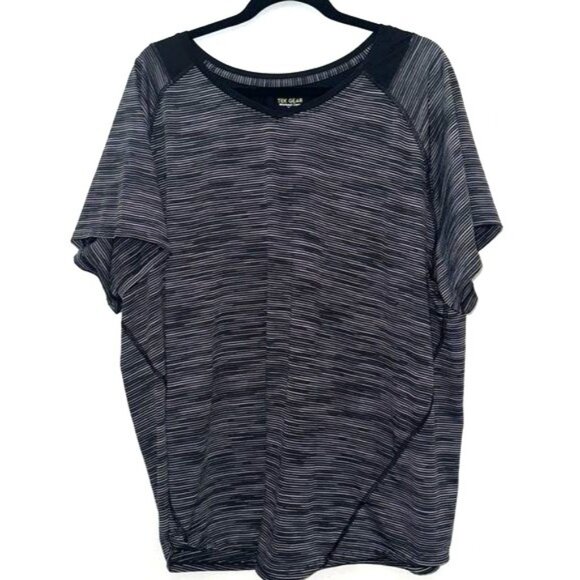 Tek Gear Womens Black & White Striped Workout Tee 3X - Picture 1 of 5
